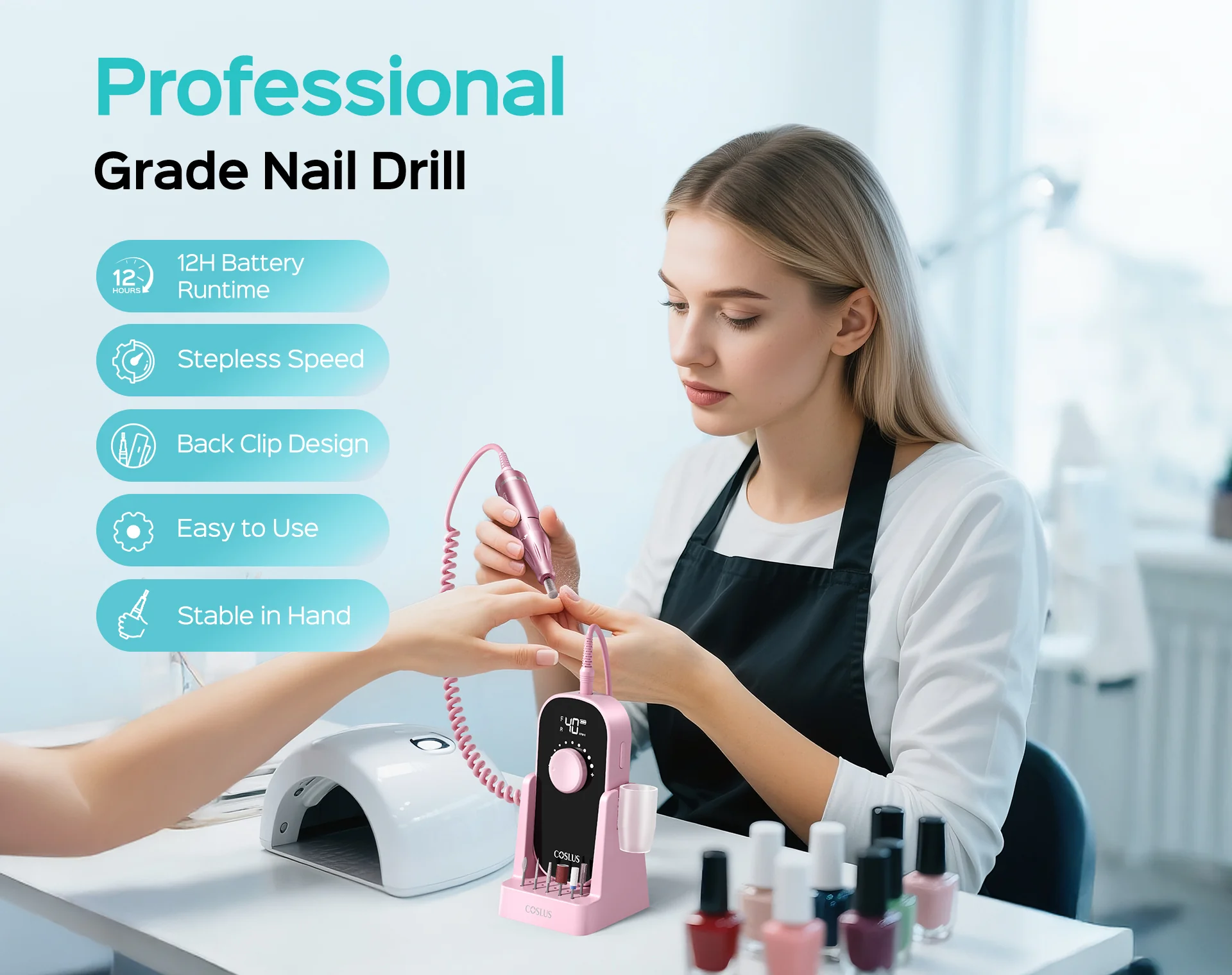 COSLUS E51 Professional Desktop Nail Drill - Image 5