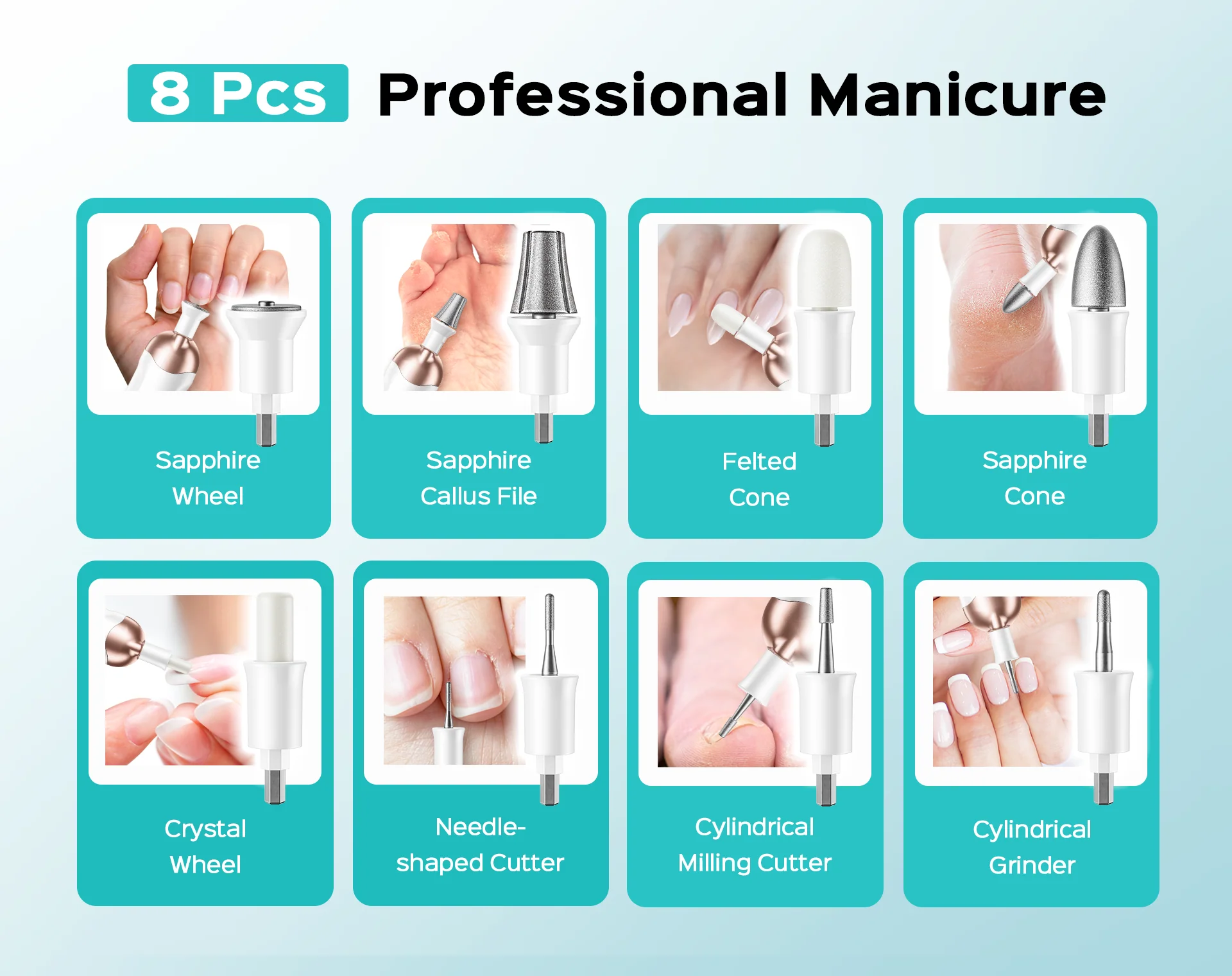 Nail Drill Bit Set 8pcs - Image 3