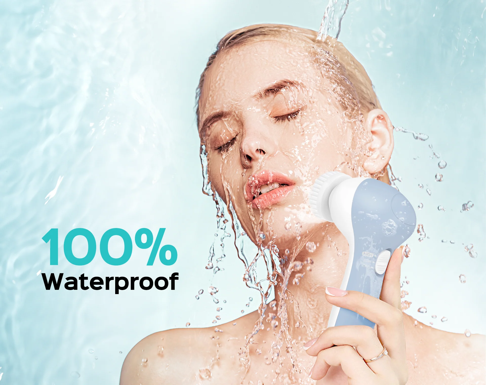 COSLUS P2017 Waterproof Facial Cleansing Spin Brush with 2 Brush Heads - Image 5